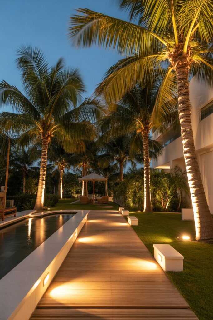 16 Luxury Night Garden Ideas With Dramatic Lighting (Modern & High-End Inspiration) 9 luxury night garden