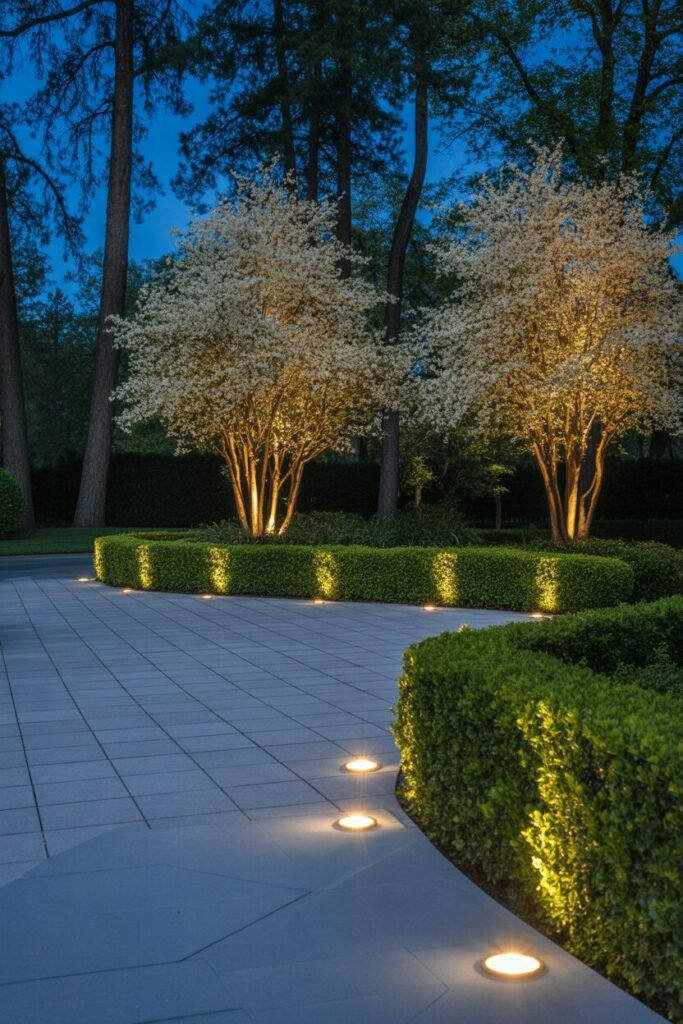 16 Luxury Night Garden Ideas With Dramatic Lighting (Modern & High-End Inspiration) 10 luxury night garden