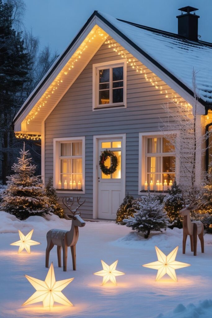 15 Magical Christmas House Exterior Ideas for a Festive Winter Wonderland 6 Scandinavian Christmas cottage