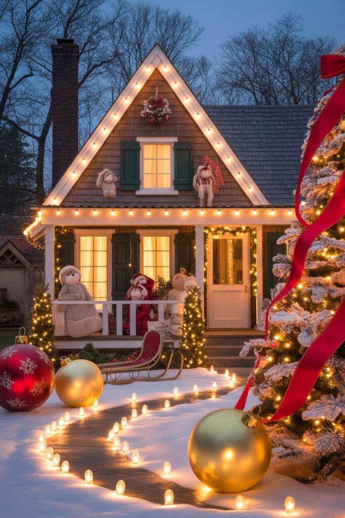 15 Magical Christmas House Exterior Ideas for a Festive Winter Wonderland 16 whimsical Christmas cottage