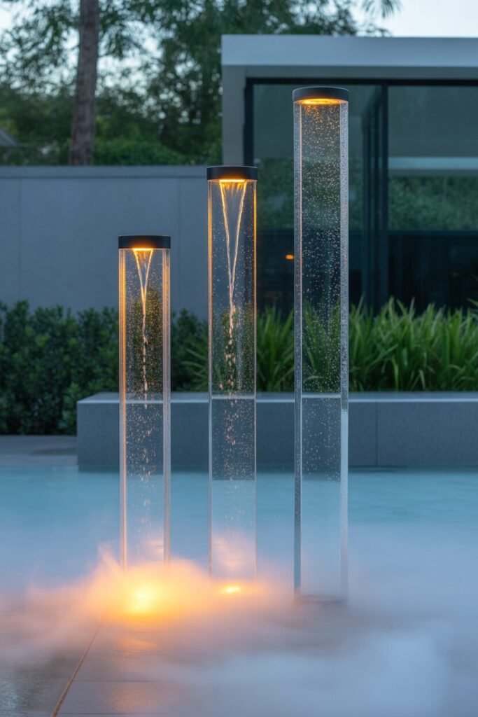 glass column trio fountain