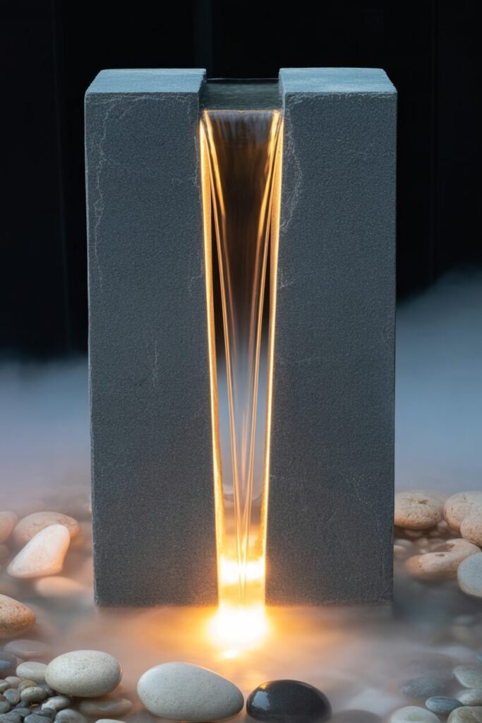  charcoal stone column fountain