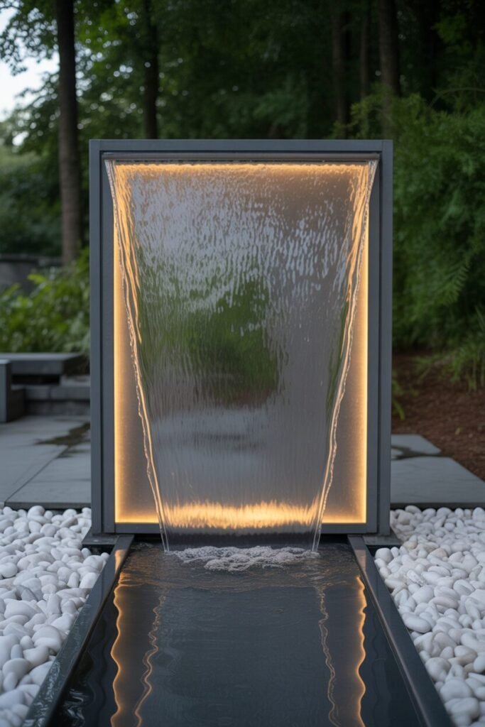 glass water wall fountain 
