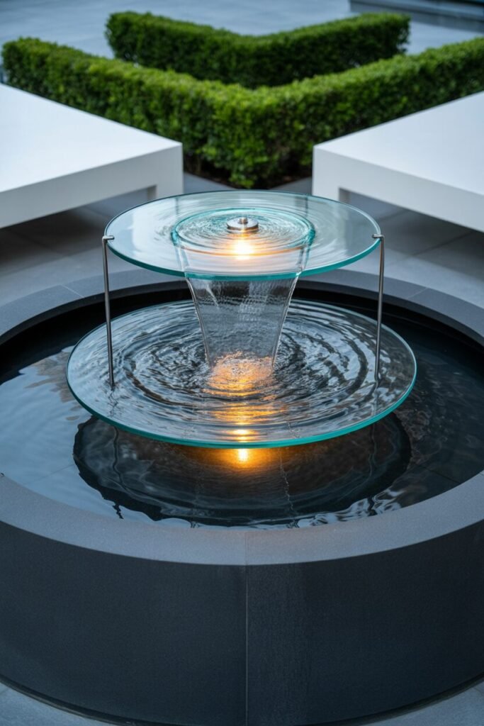  floating glass disc waterfall fountain