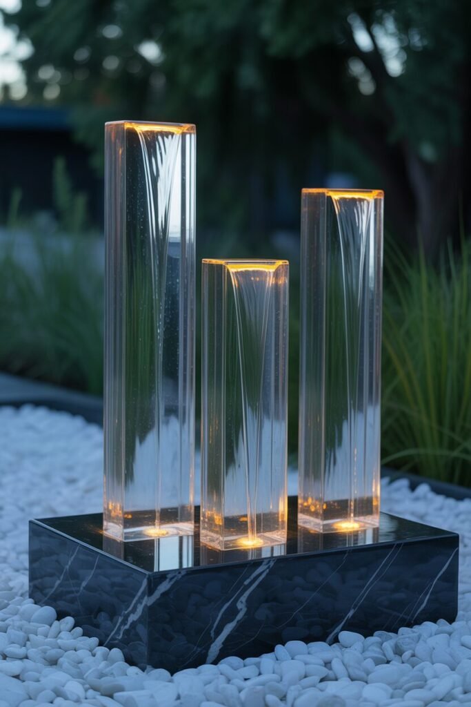  glass cylinder outdoor fountain