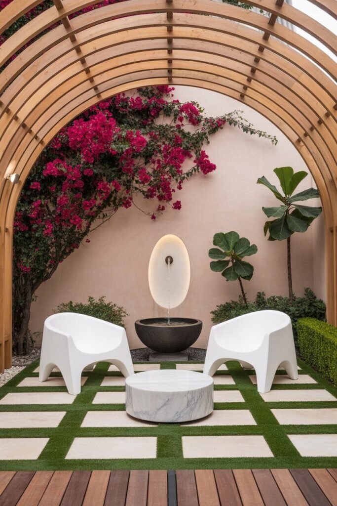 Arched pergola patio