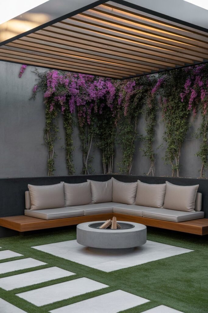 Modern wooden pergola patio