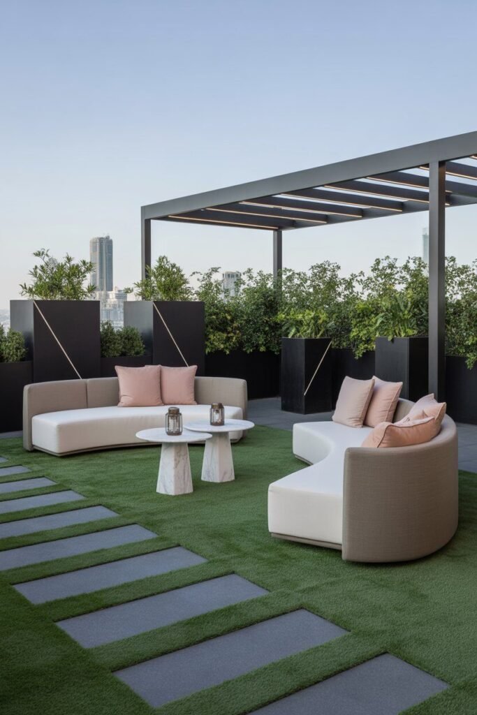 Modern rooftop lounge