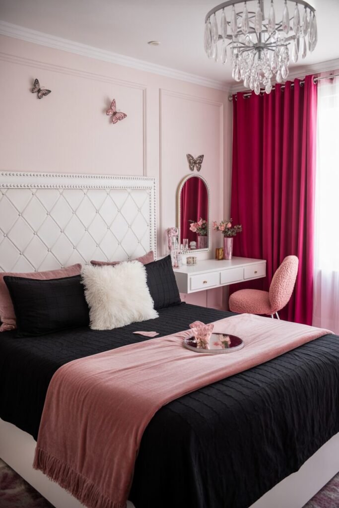 pink white bedroom