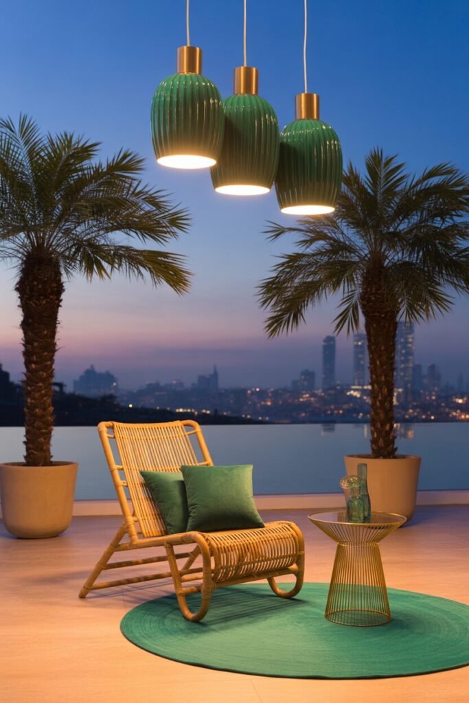 Emerald and gold luxury balcony