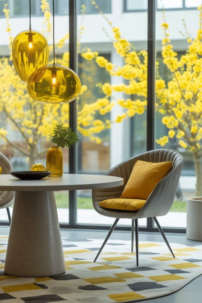 Yellow and gray romantic balcony