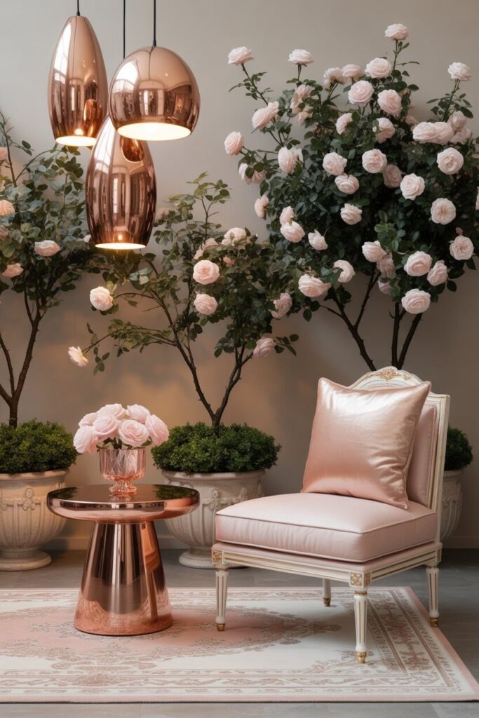 Rose gold and cream luxury balcony