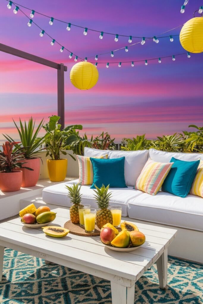tropical balcony with daybed
