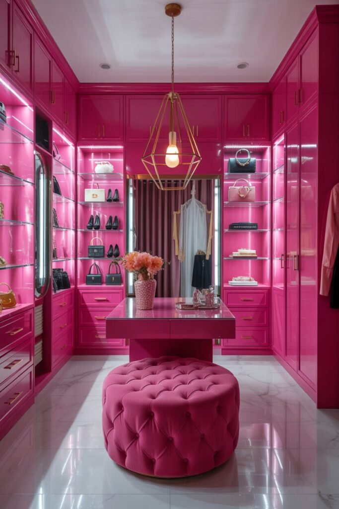 Hot pink glam closet