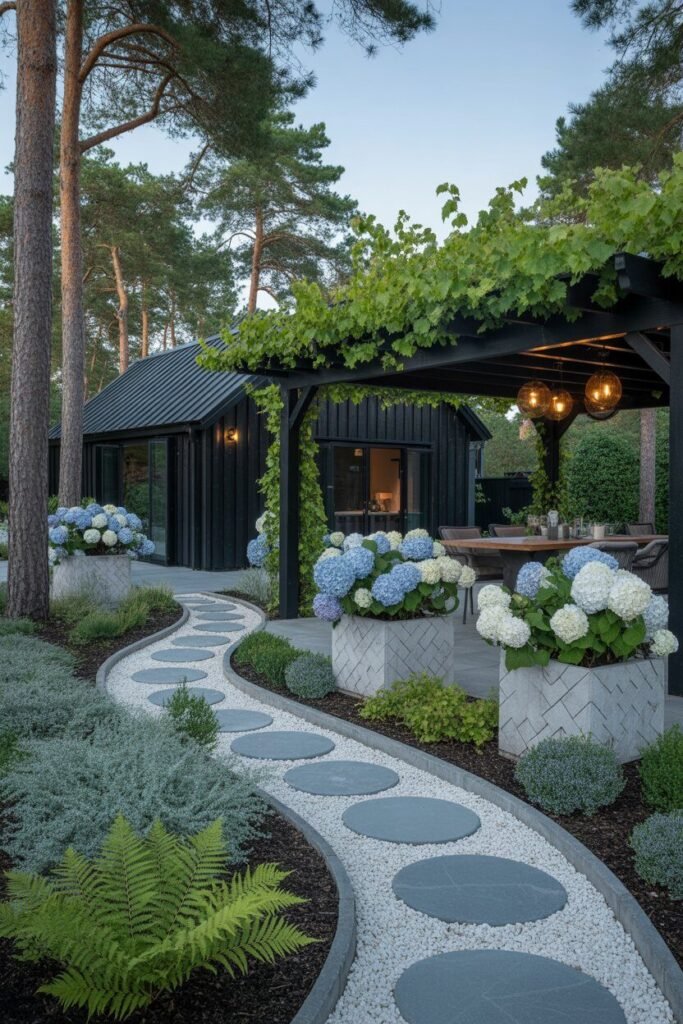 Scandinavian gray stone path