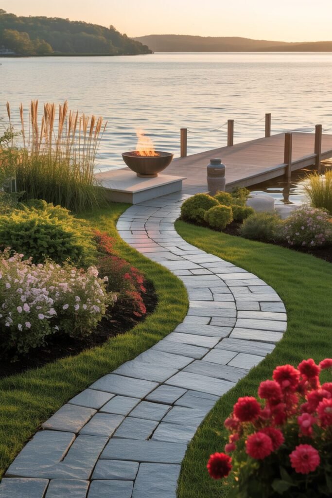 flagstone lakeside pathway 