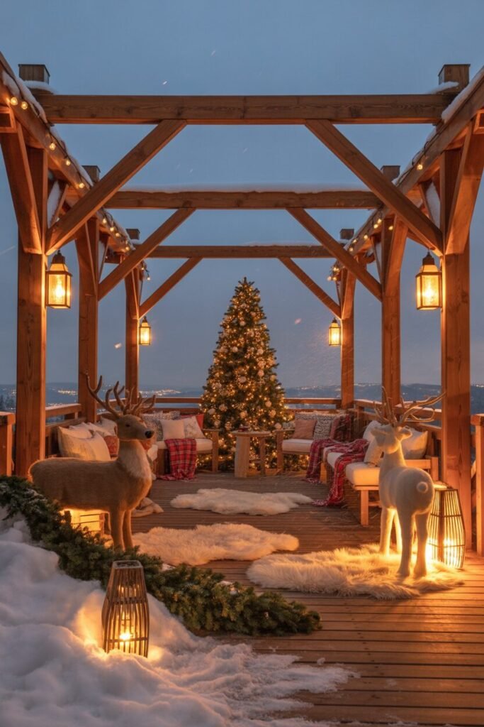 Alpine-style rooftop Christmas chalet