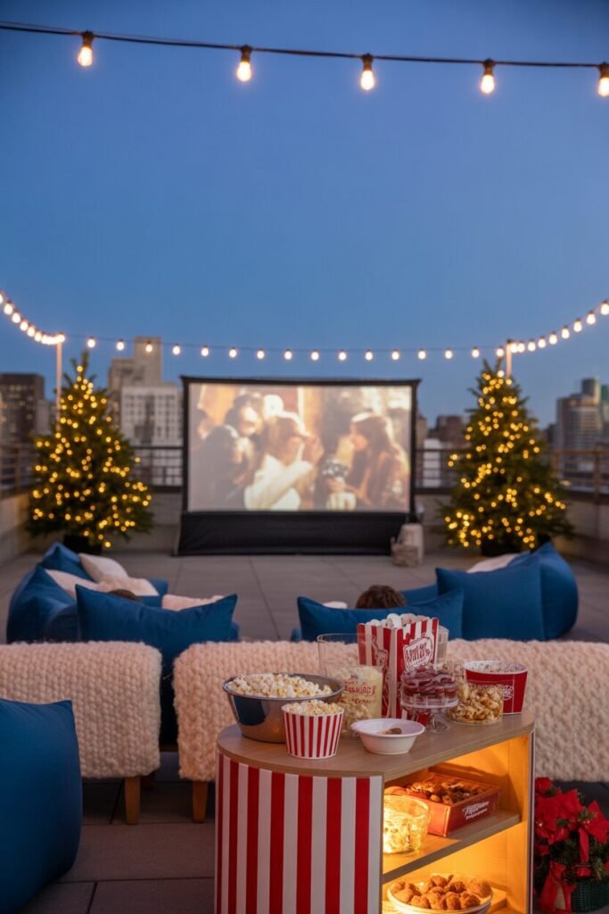 Rooftop Christmas movie night
