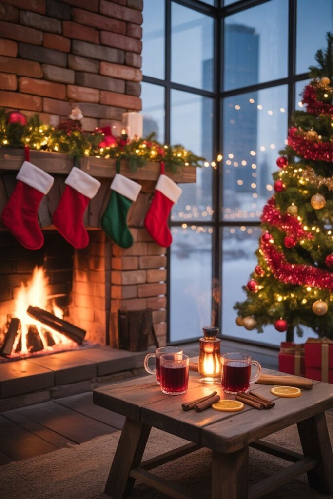 Rooftop Christmas fireplace 