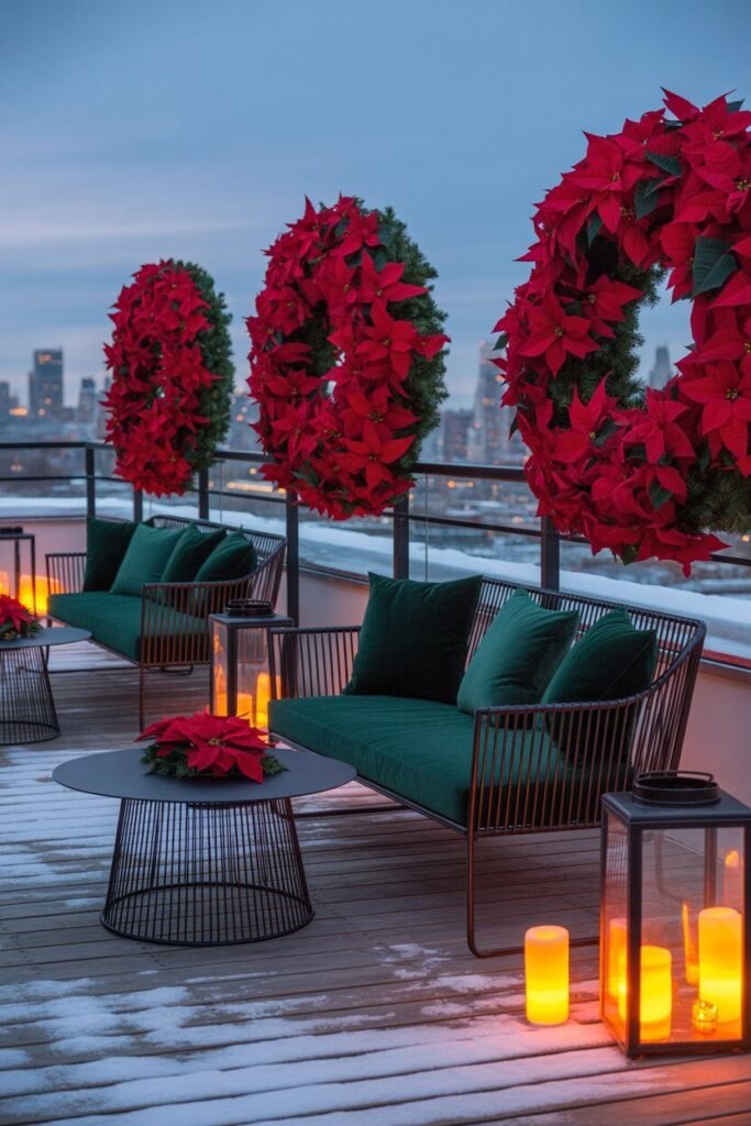 Modern rooftop with poinsettia