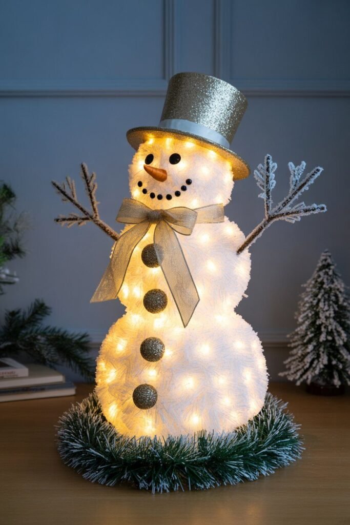 LED-lit tinsel snowman