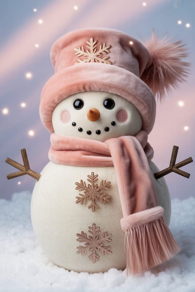Faux-fur plush snowman 