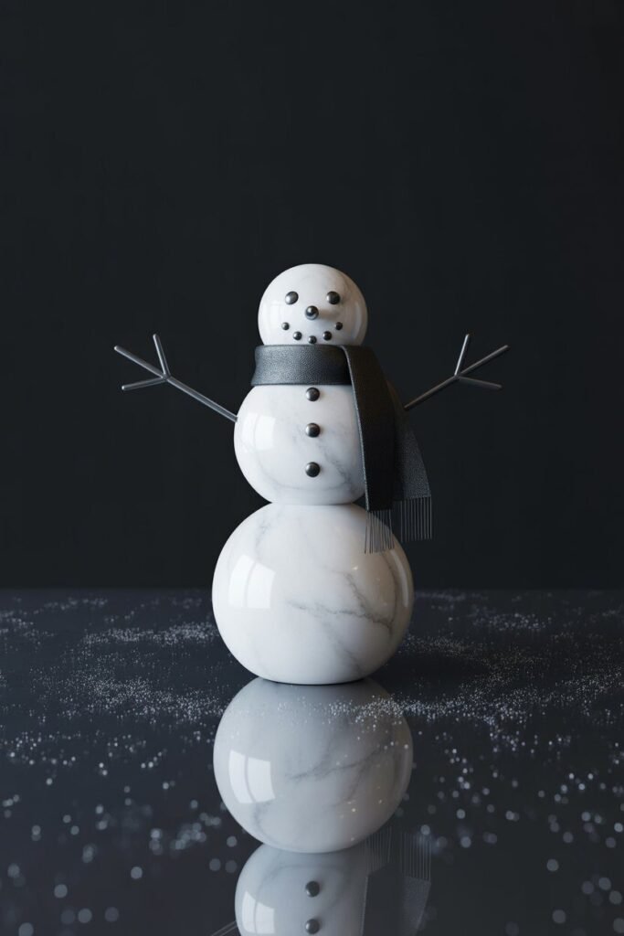 Minimal white marble snowman 