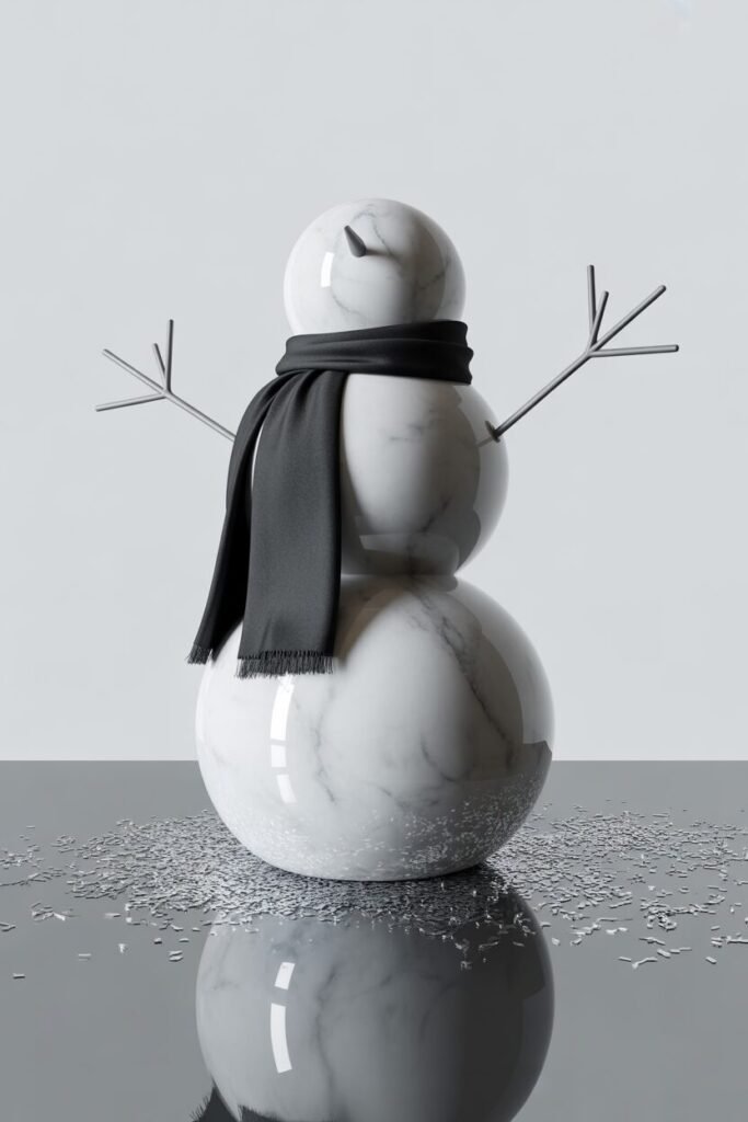Abstract white ceramic snowman