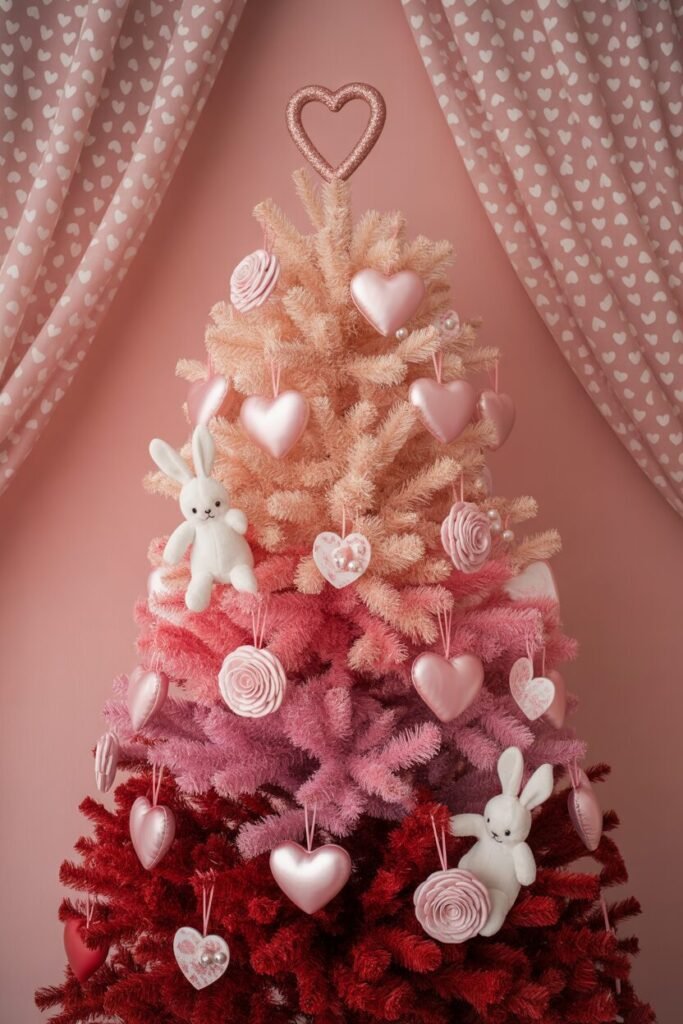 Pink-to-red ombré Christmas tree 