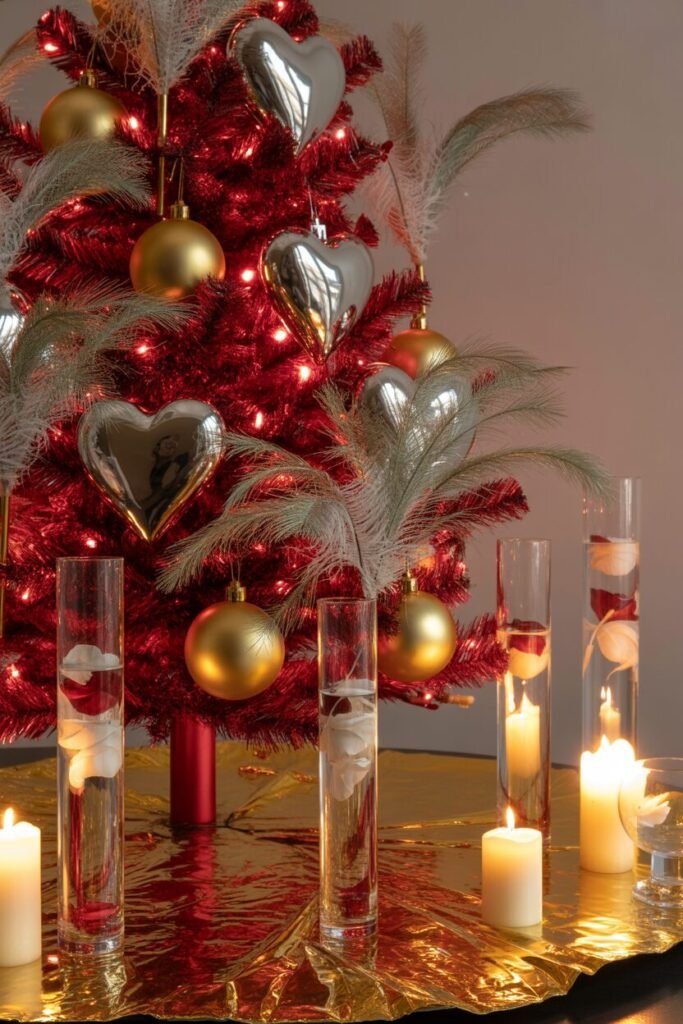 Red metallic Christmas tree