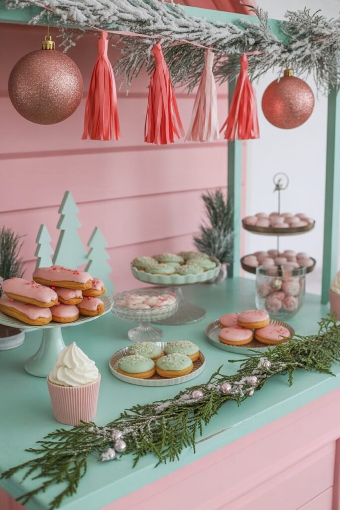 15 Stunning Pastel Christmas Dessert Stall Ideas (Whimsical Holiday Market Aesthetic) 6 pastel christmas dessert stall