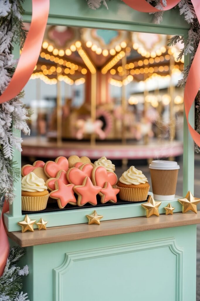 15 Stunning Pastel Christmas Dessert Stall Ideas (Whimsical Holiday Market Aesthetic) 15 Mint bakery kiosk