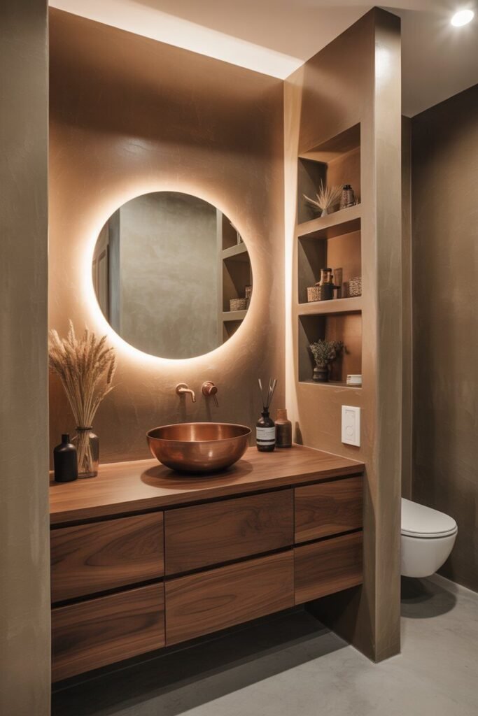 Caramel microcement luxury bathroom