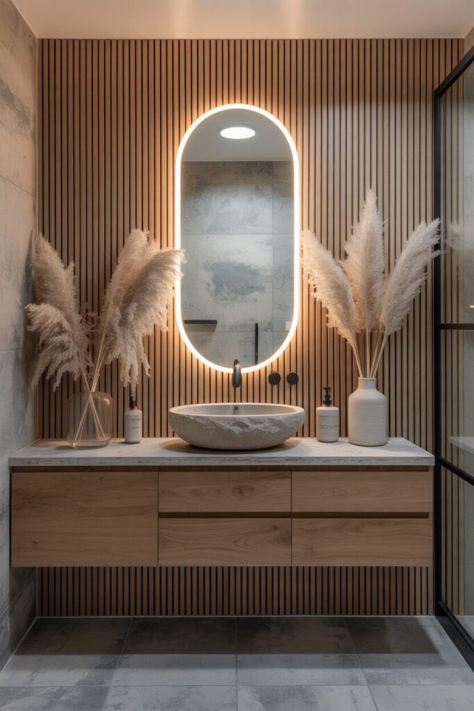 Scandinavian oak luxury bathroom