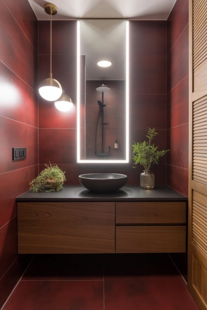 Wine-red luxury bathroom