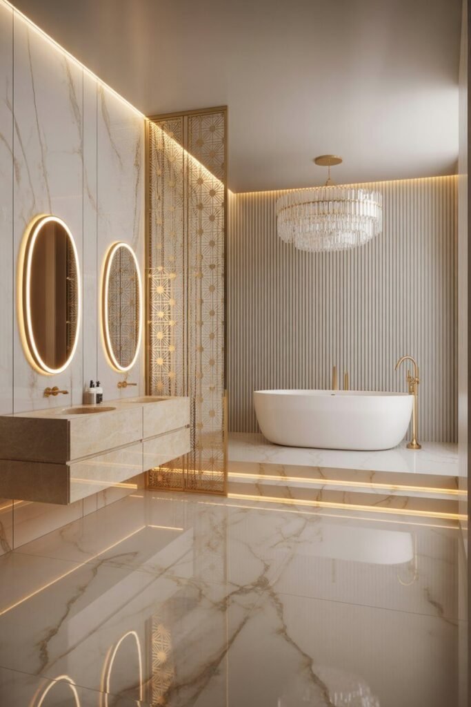 15 Beige Luxury Bathroom Ideas With Marble And Spa-Like Designs 2 Grand beige marble bathroom