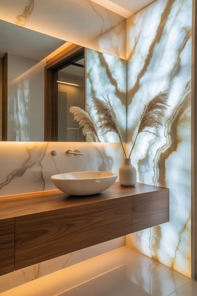 White onyx spa bathroom