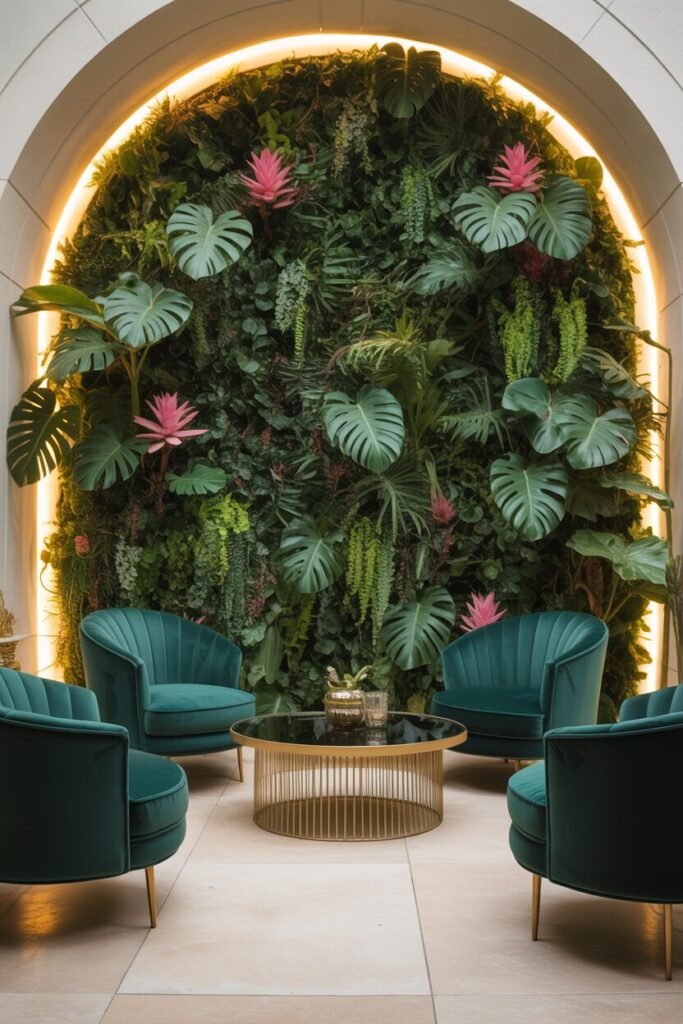 Lush tropical archway patio