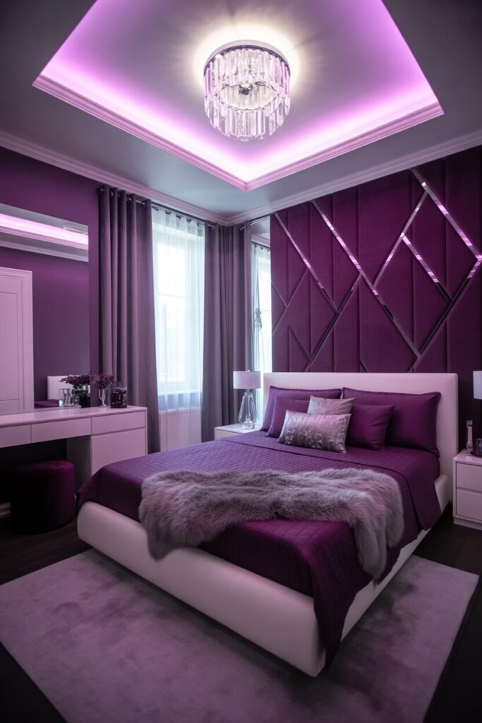  modern bedroom with LED ceiling 
