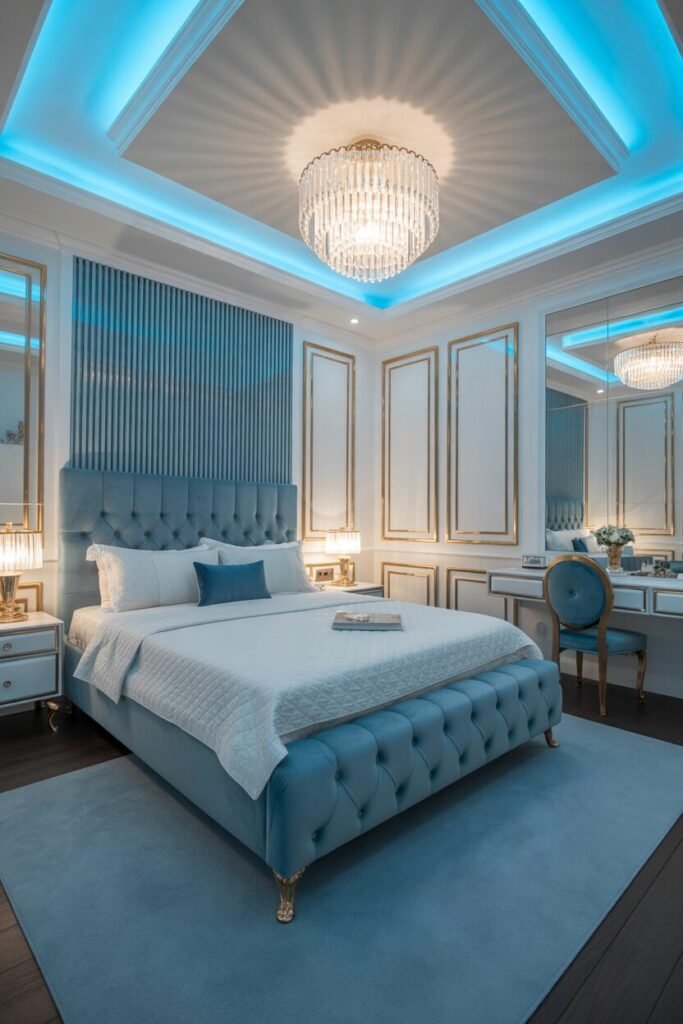  modern bedroom with LED ceiling 