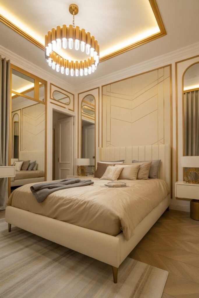  modern bedroom with LED ceiling 