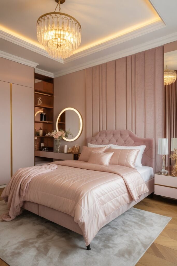  modern bedroom with LED ceiling 