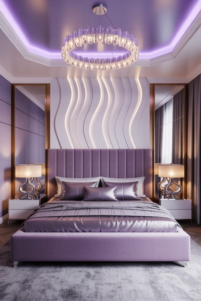  modern bedroom with LED ceiling 
