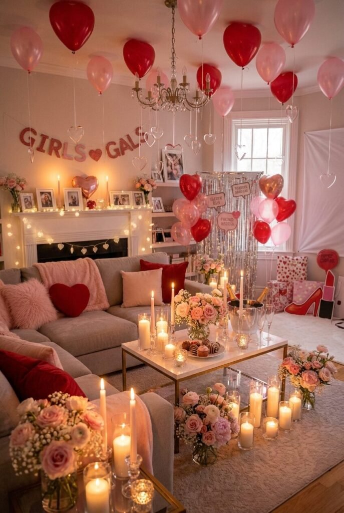 15 Galentine’s Day Decor Ideas 2026 – Luxury Feminine Celebration Styles 12 Candlelit Galentine’s decor