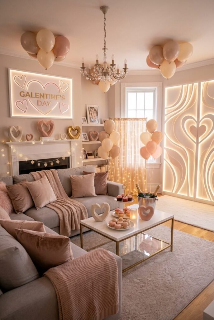 15 Galentine’s Day Decor Ideas 2026 – Luxury Feminine Celebration Styles 13 Nude and blush Galentine’s decor