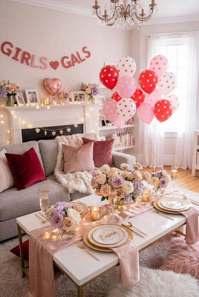 15 Galentine’s Day Decor Ideas 2026 – Luxury Feminine Celebration Styles 14 Polka-dot heart Galentine’s decor
