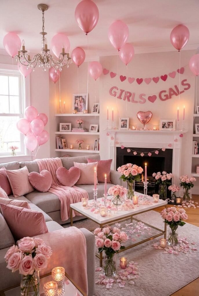 15 Galentine’s Day Decor Ideas 2026 – Luxury Feminine Celebration Styles 6 Velvet heart Galentine’s Day decor