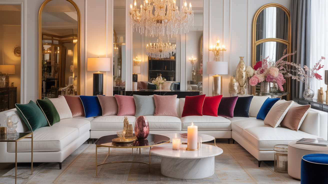 stylish pillow on couch