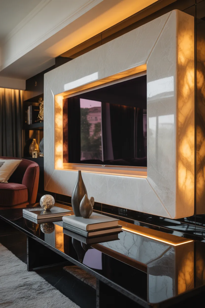 luxury TV wall alabaster design