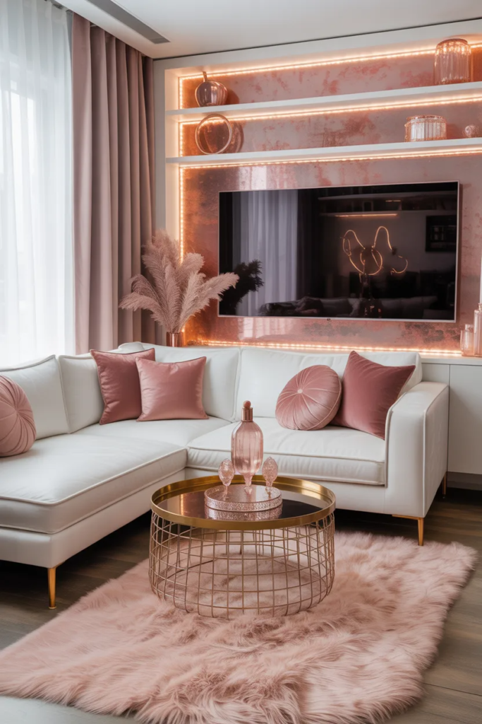  dusty rose sofa pillow styling